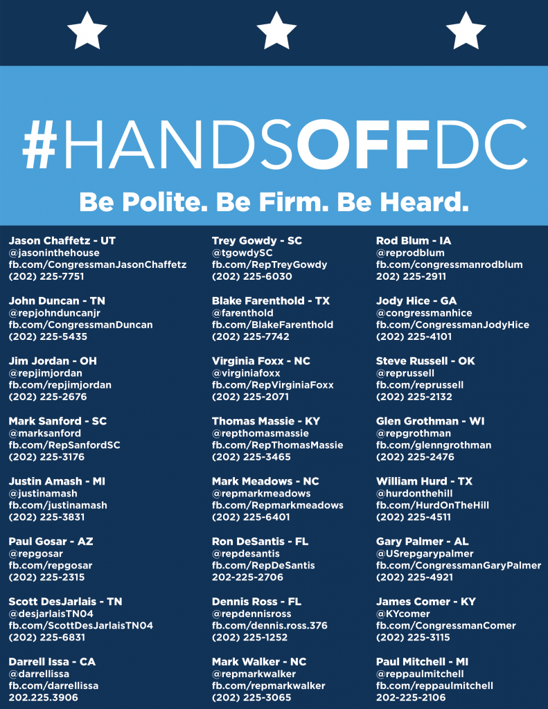 Hands Off DC Call List